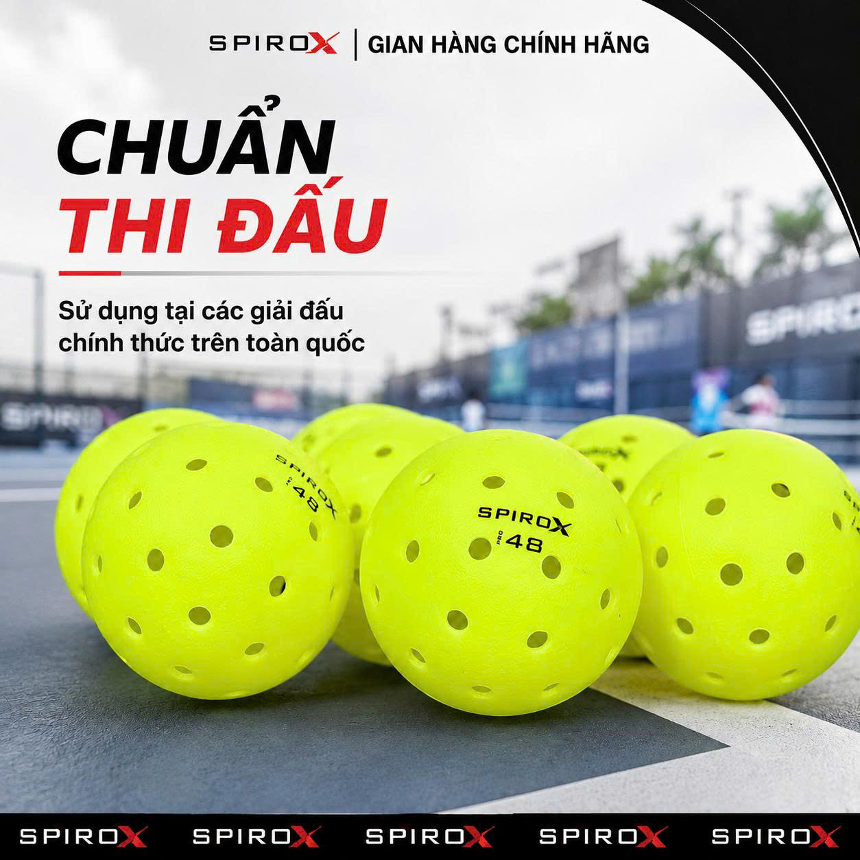 Quả Bóng Pickleball SpiroX Pro 48 Chính Hãng - 48 Lỗ - Bền - Đường Bay Ổn Định - Kiểm Soát - Cảm Giác Đánh Chắc Tay